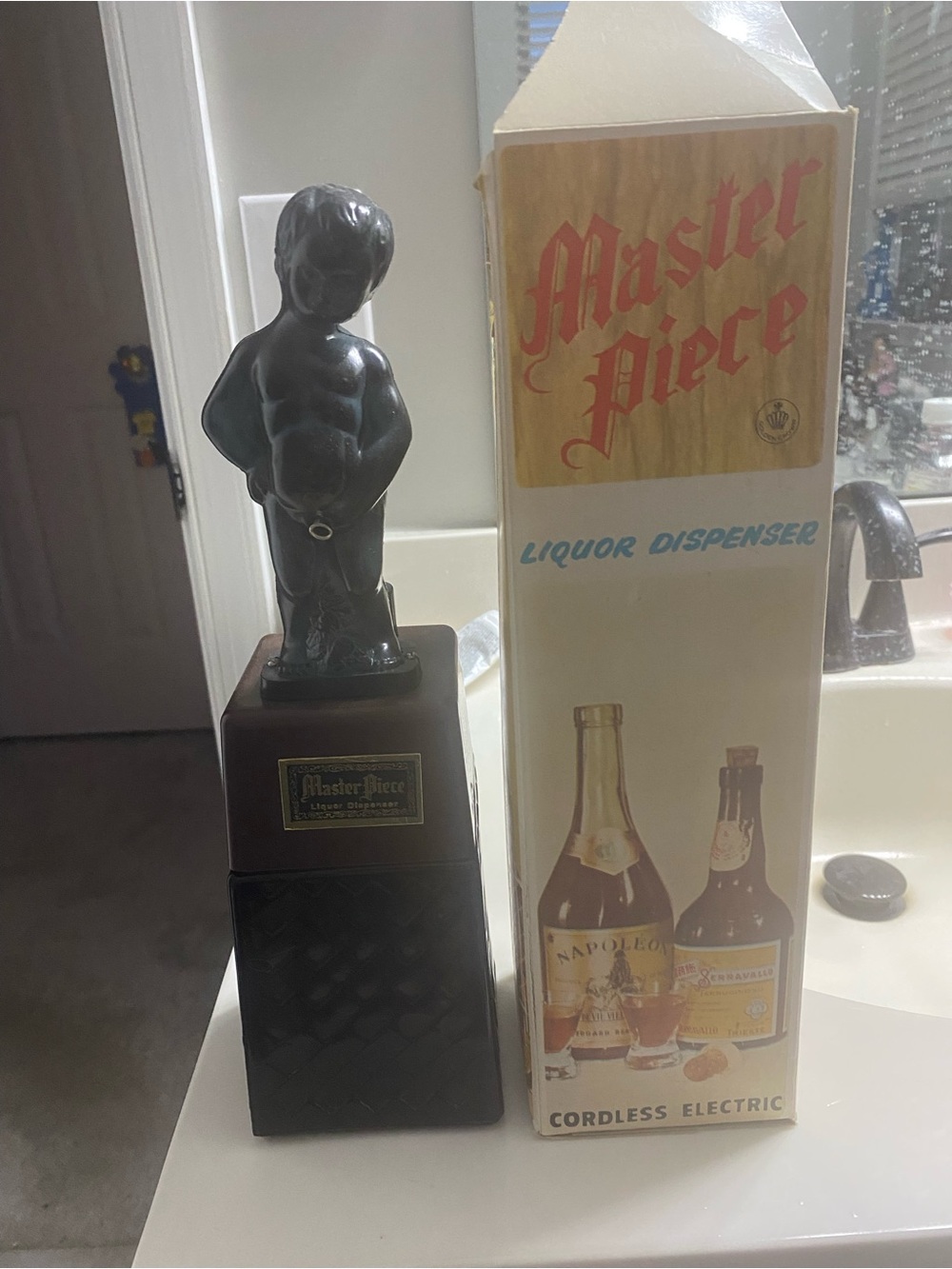 Vintage Pee Boy liquor dispenser with original Bo’c  ( rough)